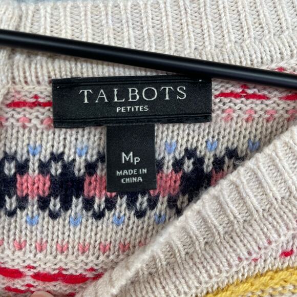 TALBOTS Striped Sweater Women's MP Lambswool Rainbow Colorful Fair Isle Twee - Picture 10 of 10